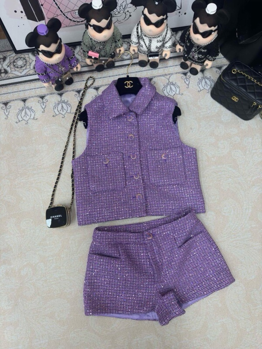 Chanel Lavender Tweed Bermuda Shorts